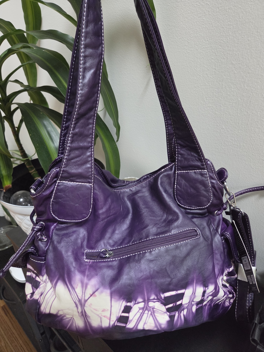 Angel Kiss Large Purple Purse Shoulder Bag Hobo Tote Purse Mutipocket - Picture 4 of 8